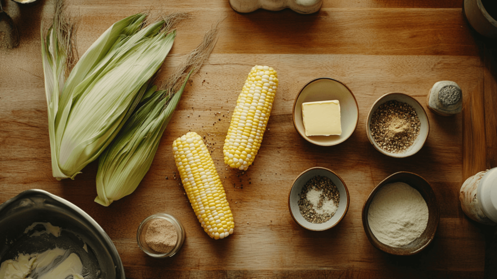 Ingredients for fried corn recipe.