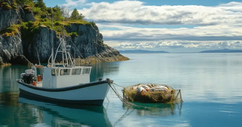 Fishing boat with fresh rockfish, showcasing sustainability