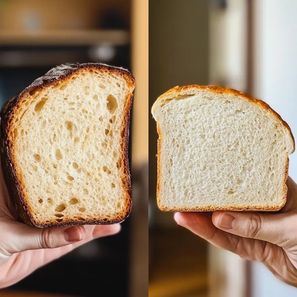 Sourdough vs. regular bread texture comparison