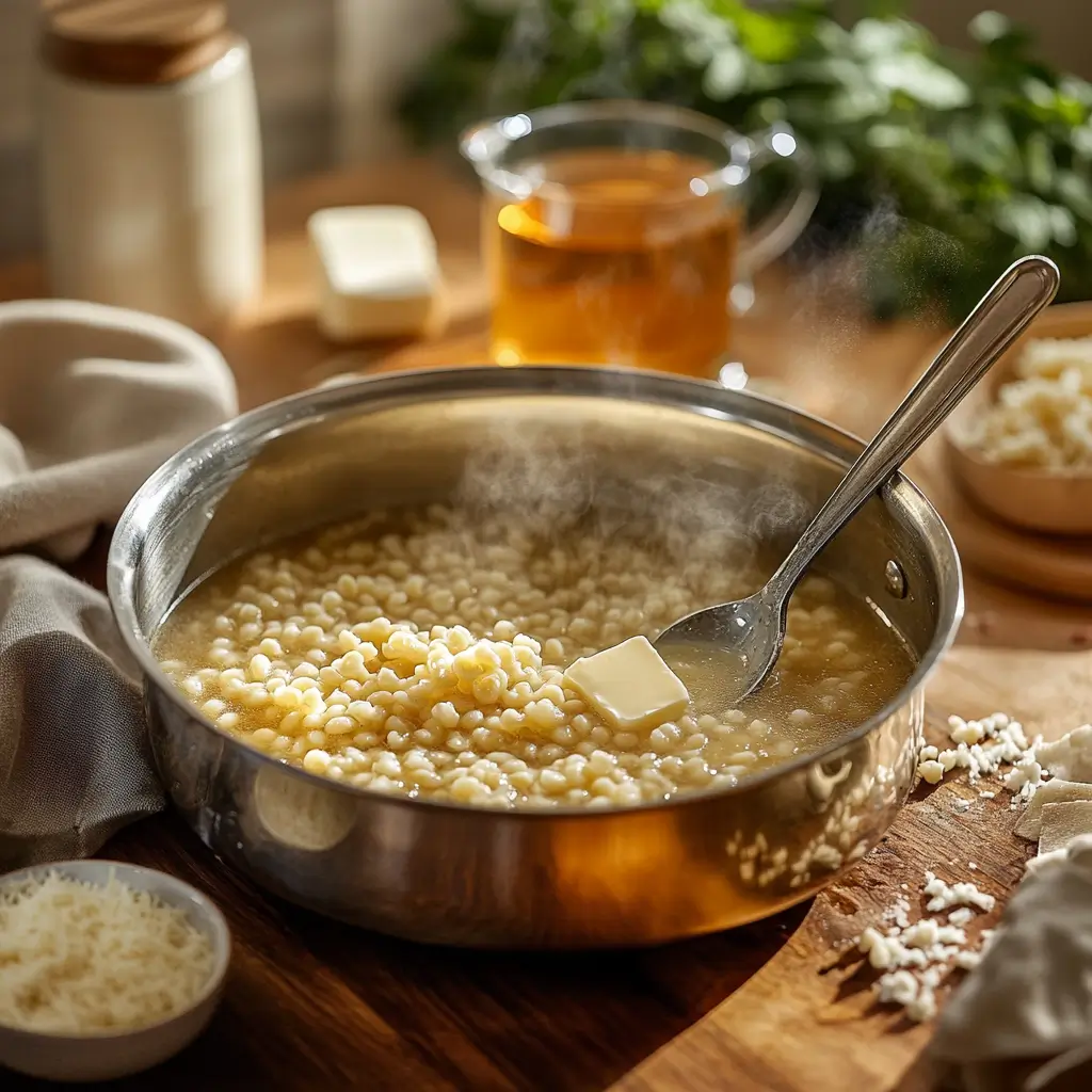 A bowl of light and soothing pastina soup, ideal for recovery and nourishment.