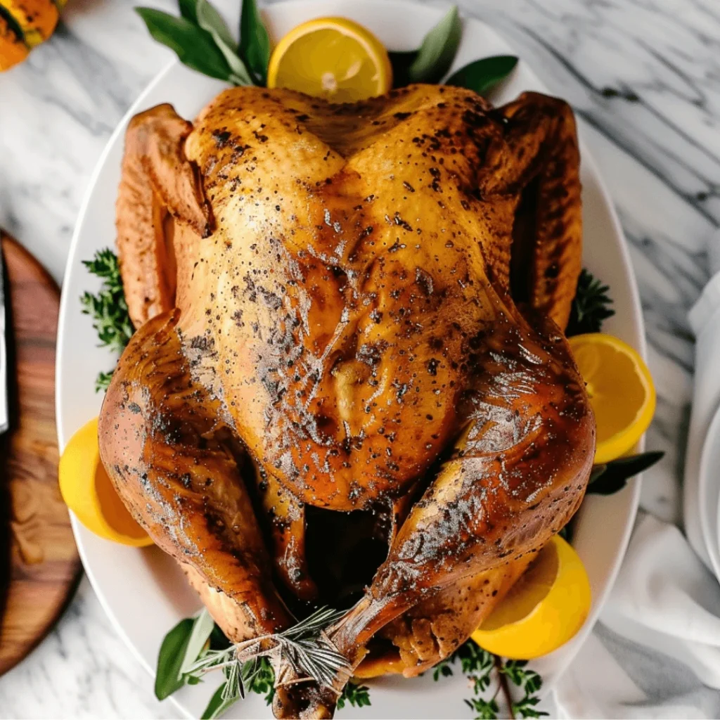 Best Thanksgiving Turkey Recipe | Juicy, Easy & Foolproof Holiday Dinner Idea 1 Best Thanksgiving turkey recipe with golden roasted skin on a platter.