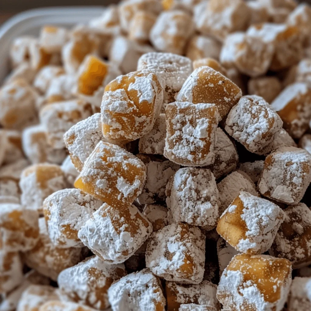 Caramel Apple Puppy Chow Recipe – Easy Fall Snack Mix Twist You’ll Love 1 Bowl of Caramel Apple Puppy Chow—crispy cereal coated in creamy caramel and white chocolate, speckled with apple spice and dried apple pieces.