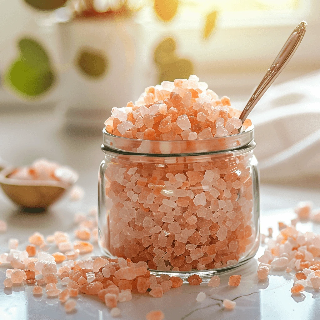 Japanese pink salt recipe in a glass jar with minerals