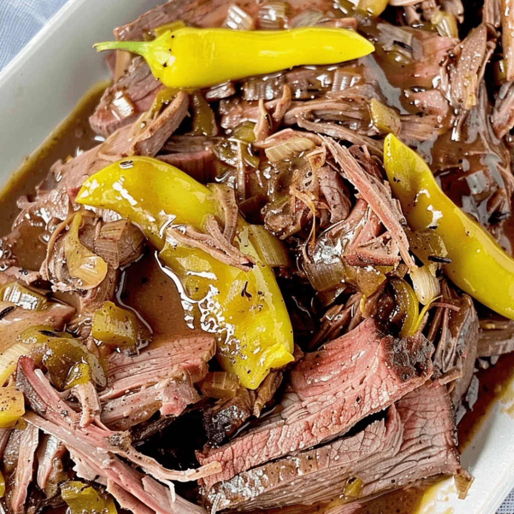 5-Ingredient Mississippi Pot Roast | Easy, Juicy, Slow Cooker Dinner Idea 1 Slow Cooker Mississippi Pot Roast with juicy tender meat and butter