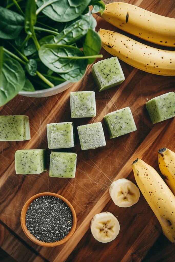 Smoothie Cubes: Your New Best Friend in the Kitchen 6 Protein smoothie cubes with banana and spinach
