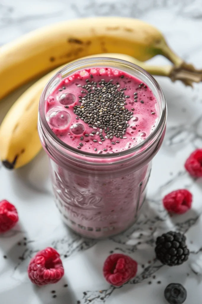 Chia Seeds in Fruit Smoothies: Benefits, Recipes, and Easy Guide 6 raw chia seeds in fruit smoothies with banana and berries