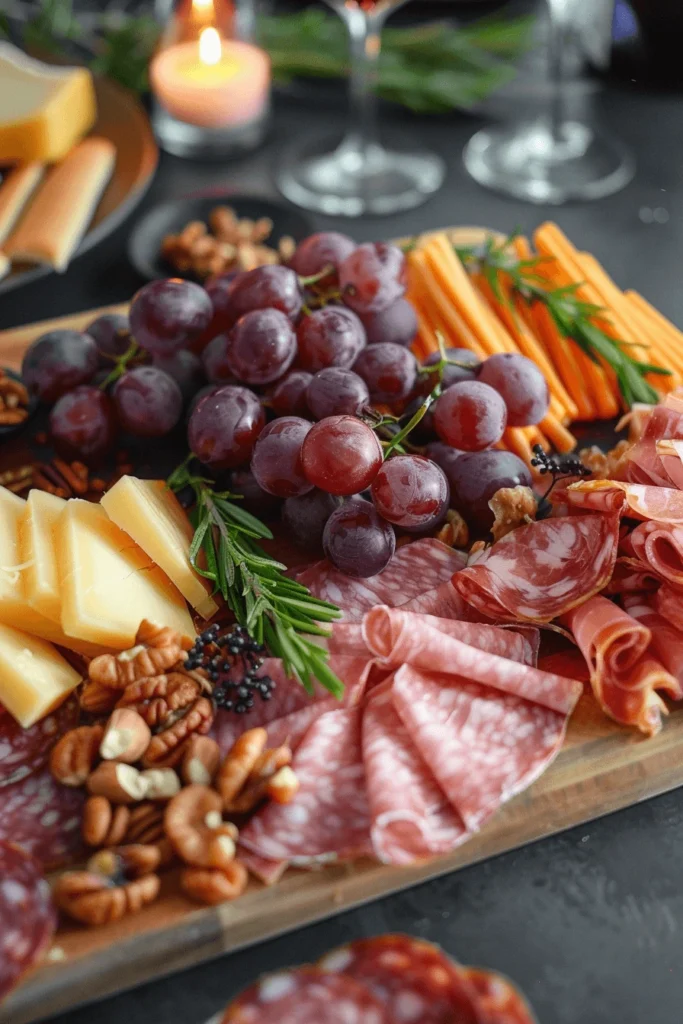 Smoked Gouda Cheese with meats, fruits, and wine