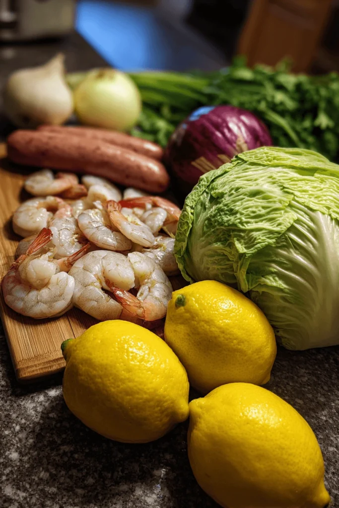 Ingredients for Cabbage Seafood Boil