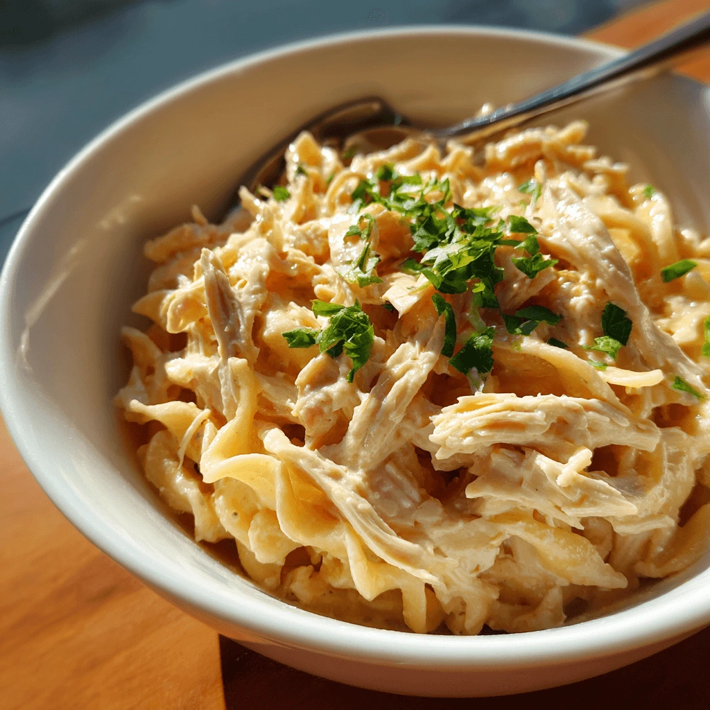 Creamy cafeteria noodles recipe with chicken
