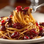 Cranberry Spaghetti served with tangy cranberry sauce on spaghetti noodles