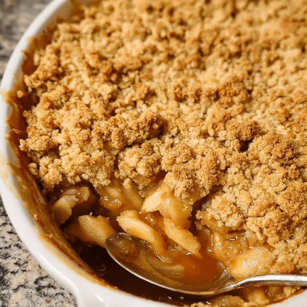 Easy homemade apple crumble dessert with golden oat topping
