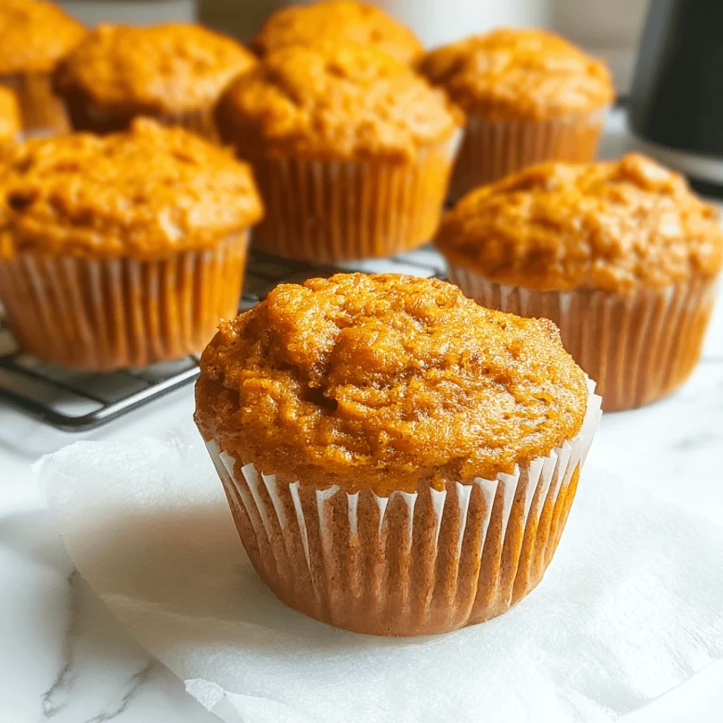 Freshly baked healthy Greek yogurt pumpkin muffins cooling on a wire rack.