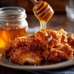 Homemade Hot Honey Everything Drizzling on Fried Chicken