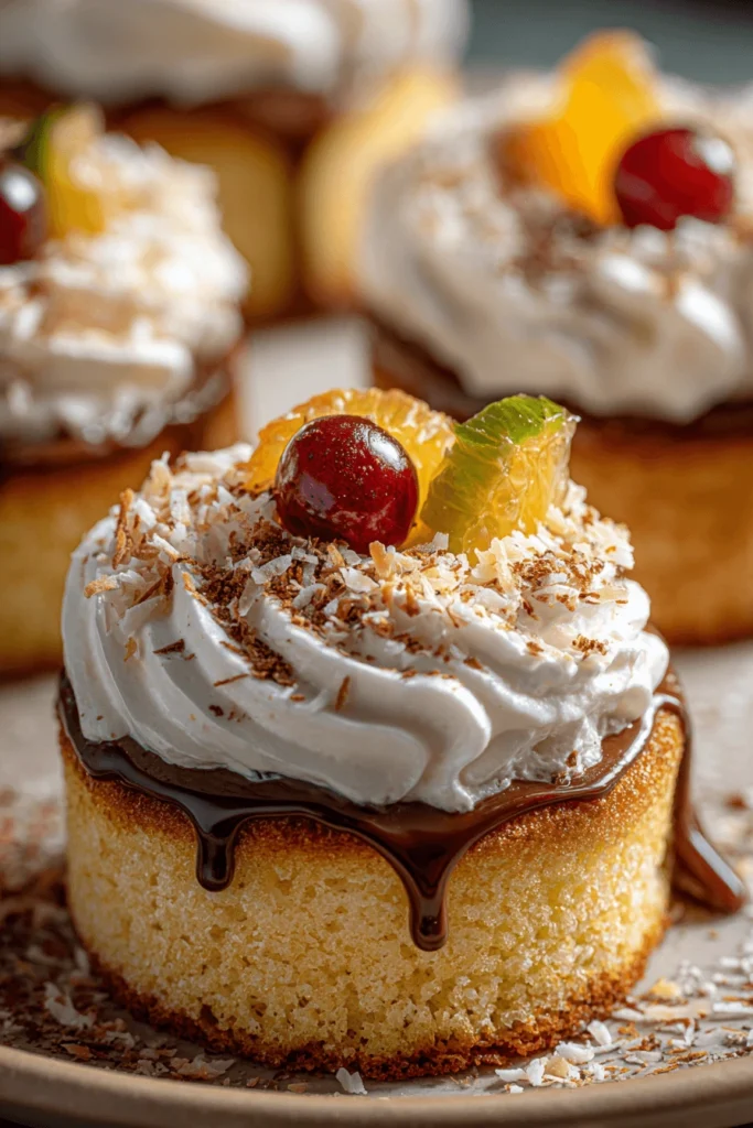 Mini Tres Leches – A Bite-Sized Twist on the Classic Cake 7 Decorated mini tres leches cakes with whipped cream and berries