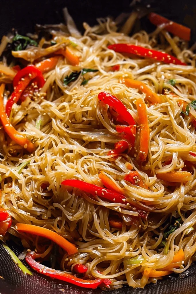 Stir-fry rice noodles with vegetables