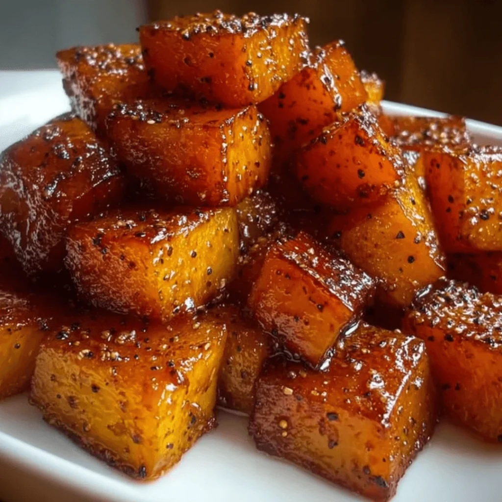 Brown Sugar Roasted Butternut Squash on a baking sheet, golden and caramelized