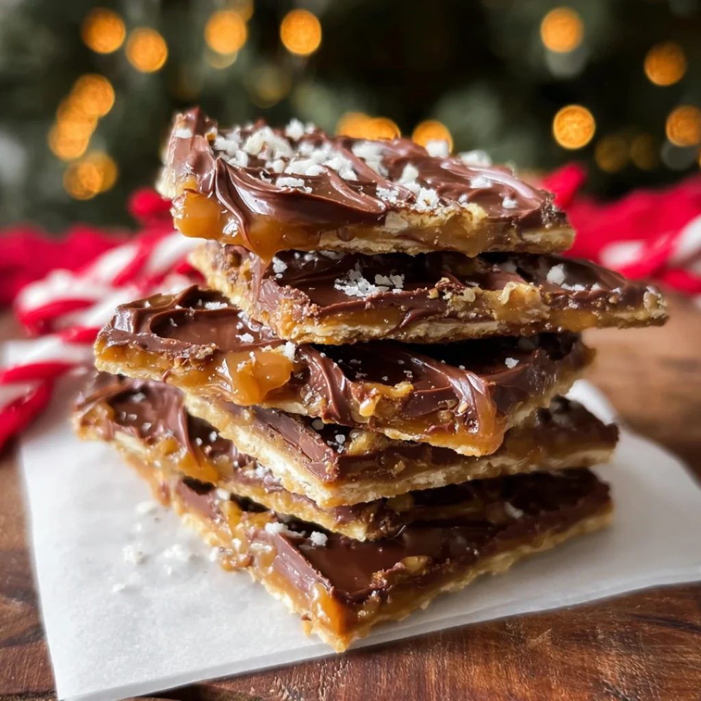 Homemade Christmas cracker toffee made with Club Crackers and pecans on a baking tray