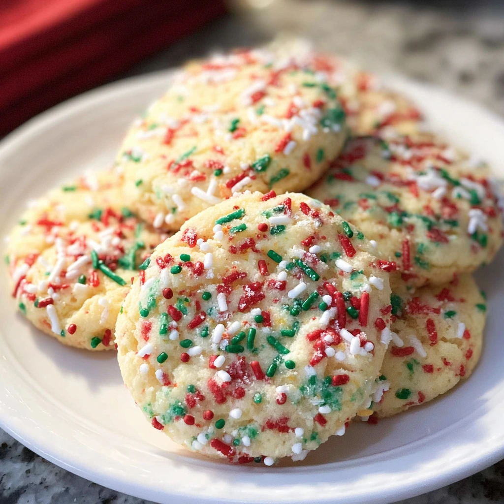 Soft and chewy Christmas ooey gooey butter cookies dusted with powdered sugar.