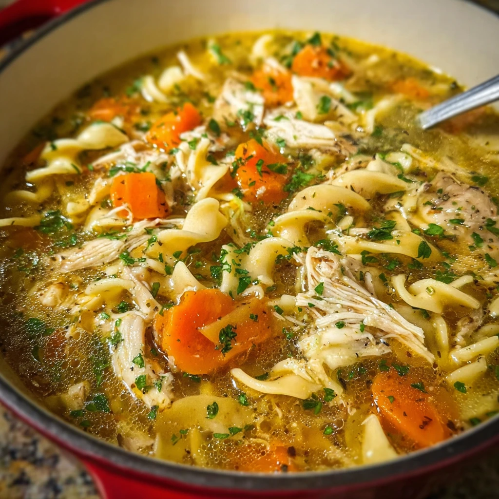 Cozy Easy Chicken Noodle Soup with Egg Noodles – Just Like Grandma’s Kitchen 3 Cozy homemade chicken noodle soup with egg noodles in a bowl