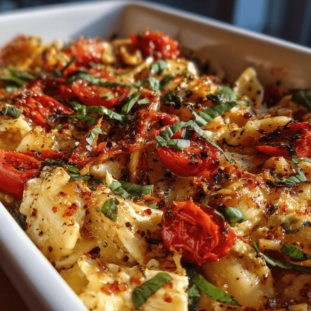 feta pasta remix with roasted cherry tomatoes