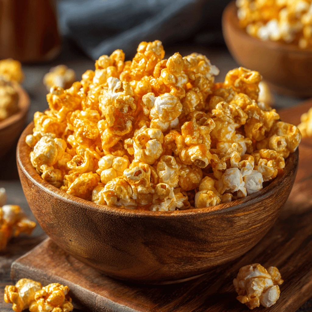 Honey popcorn recipe sweet snack in a bowl