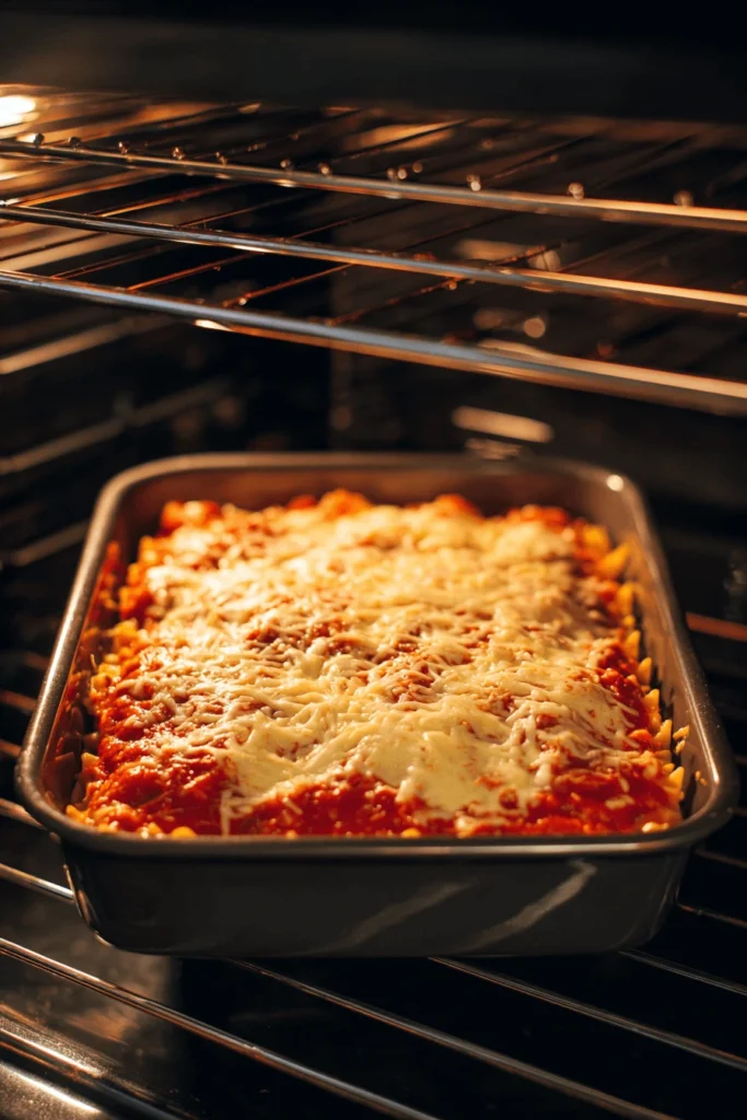 Step-by-step spicy ramen lasagna baking