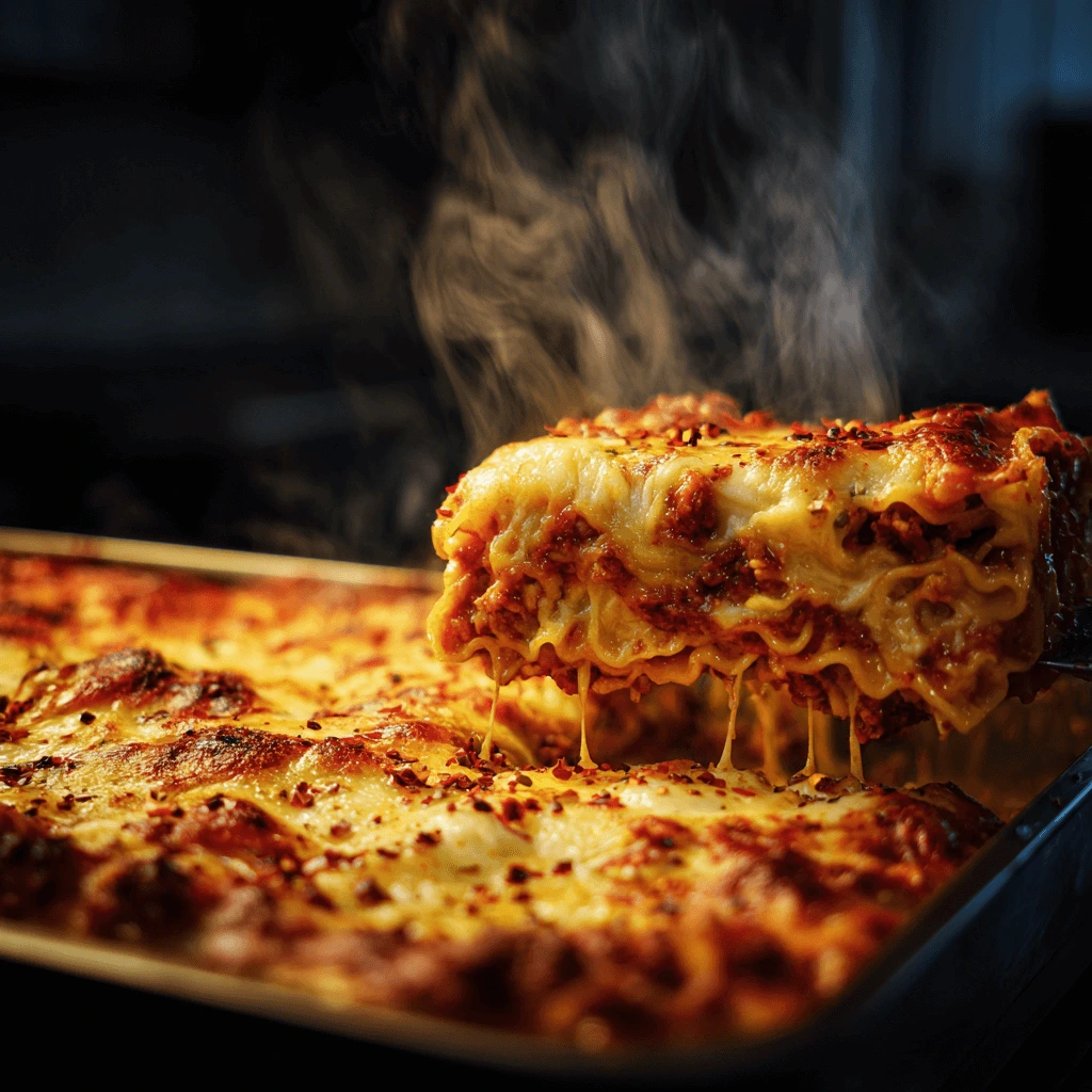 Spicy ramen lasagna recipe close-up