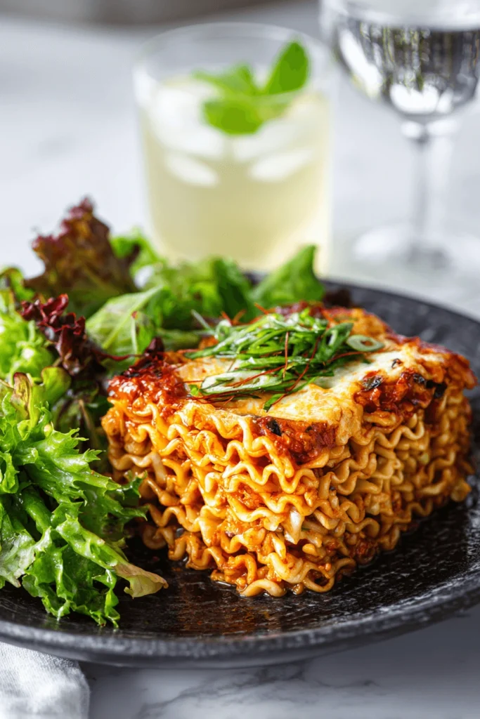 Serving suggestions for spicy ramen lasagna