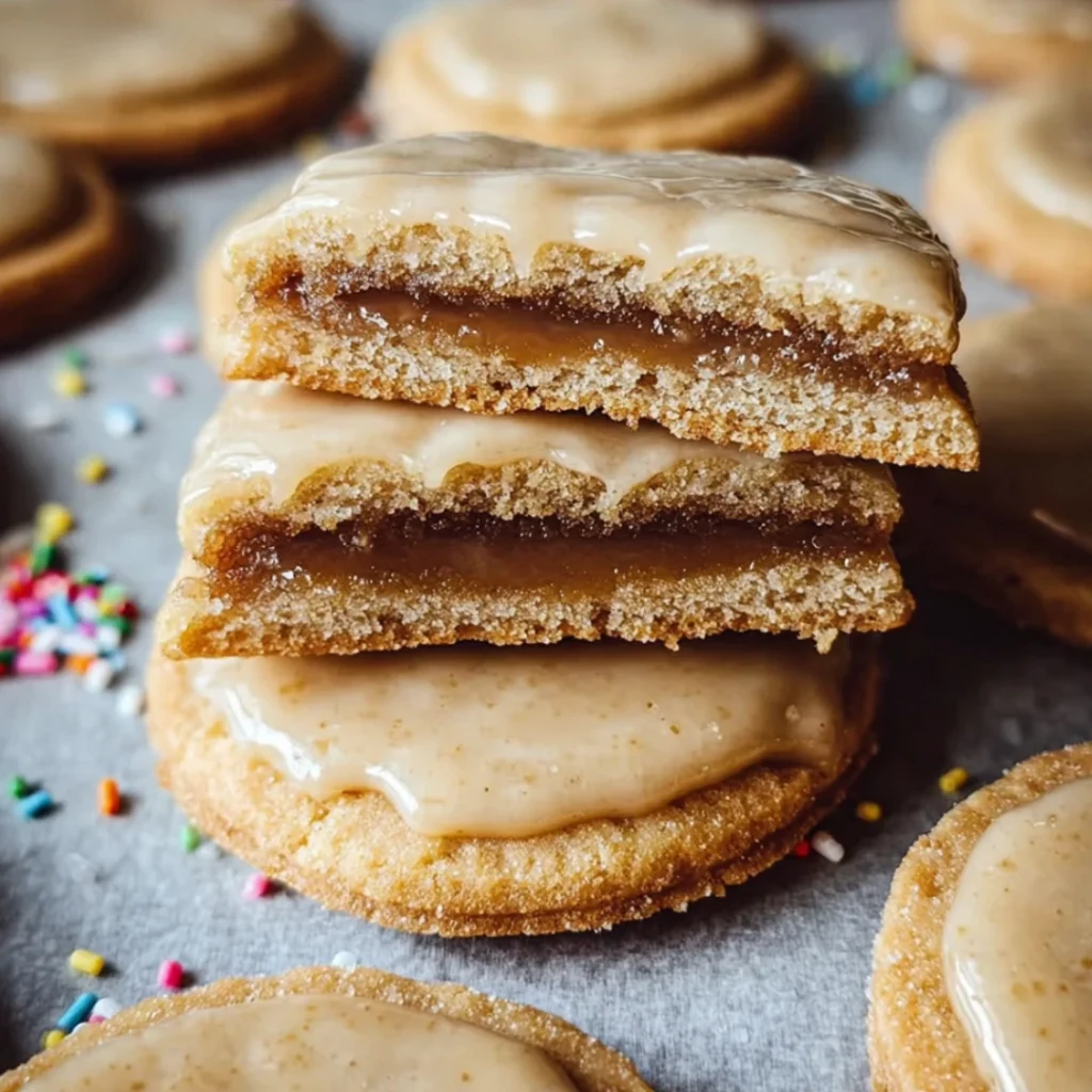 Soft and gooey brown sugar pop tart cookies on a cooling rack