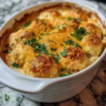 Baked Cheddar Bay Chicken Cobbler with golden, fluffy cheddar biscuits on top