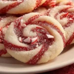 Festive peppermint swirl cookies arranged on a holiday tray