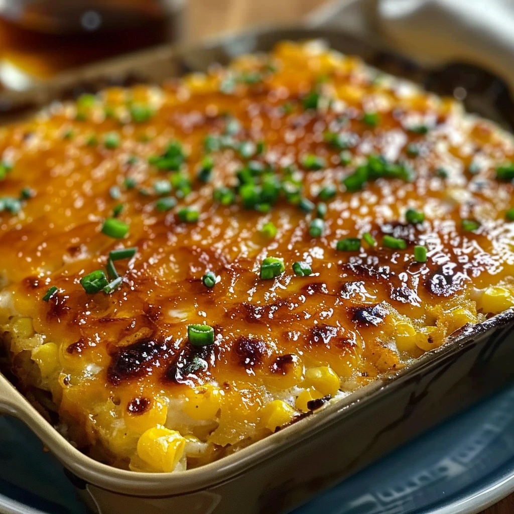 Honey-Glazed Corn Casserole fresh from the oven