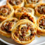 Golden baked sausage pinwheels made with crescent dough and turkey sausage