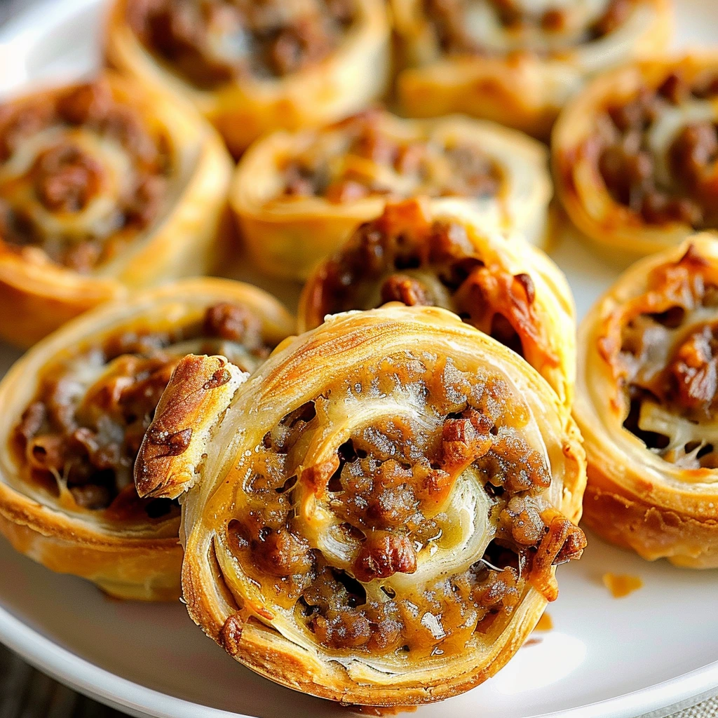 Golden baked sausage pinwheels made with crescent dough and turkey sausage