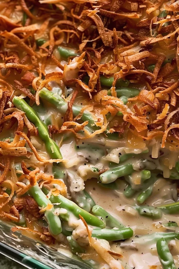 The Ultimate Green Bean Casserole Recipe: Easy, Delicious & Crowd-Pleasing 7 Baked green bean casserole with crispy topping