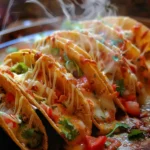 Cheesy baked tacos with melted cheese and fresh toppings