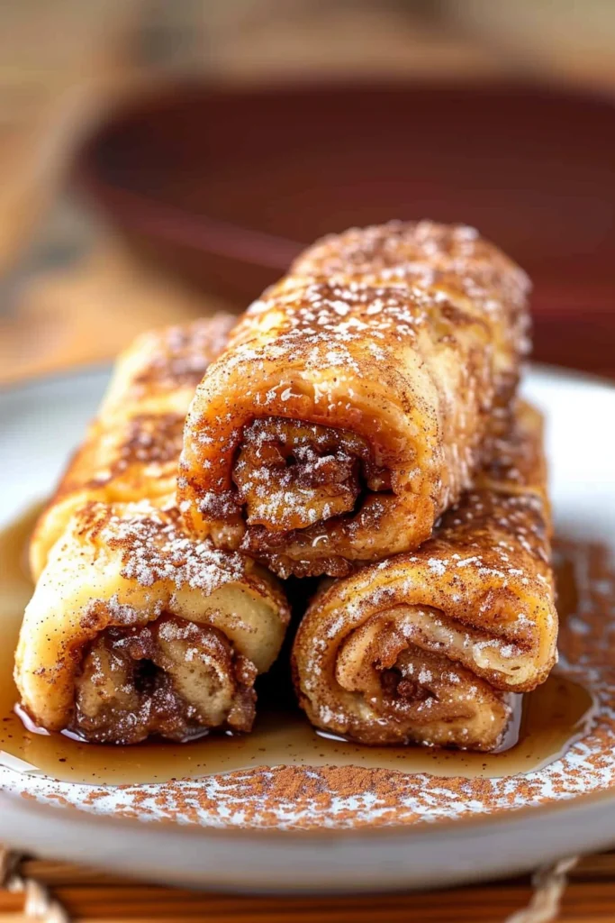 Cinnamon Roll French Toast Roll-Ups: Delicious Breakfast Treat to Try 3 Cinnamon roll French toast roll ups fresh on a plate