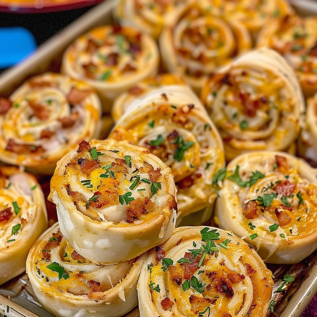 Crack Chicken Pinwheels served fresh on a tray