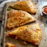 High protein pizza pockets with golden crust and melted cheese