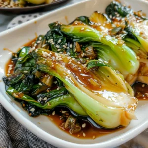 Baby Bok Choy with Soy Sauce stir-fry in white bowl