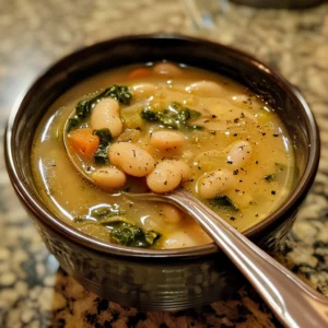 Tuscan White Bean Soup ingredients and fresh vegetables