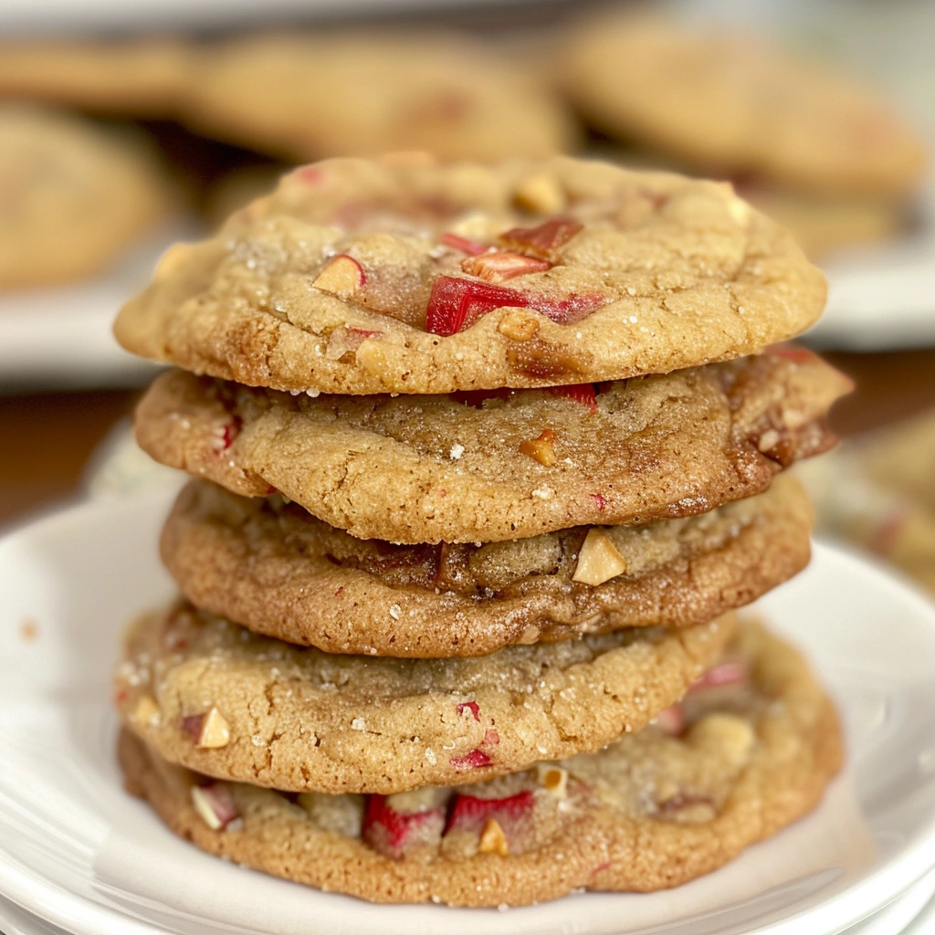 Brown Sugar Rhubarb Cookies fresh from the oven