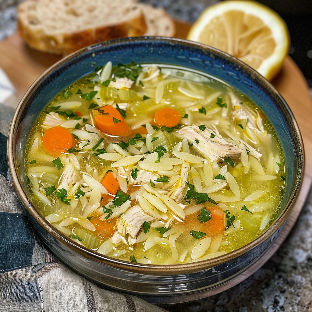 Greek Lemon Chicken Soup with Orzo and Fresh Herbs