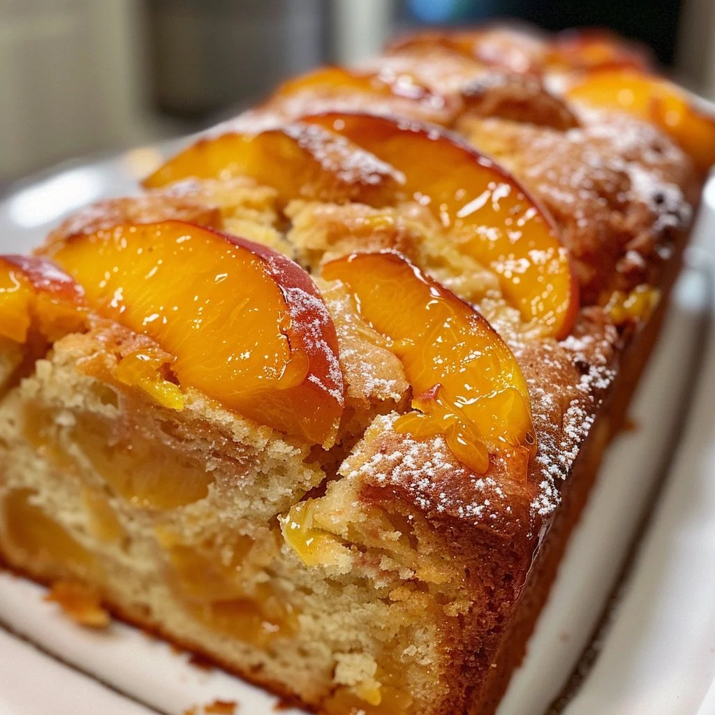 Homemade Southern Peach Bread fresh out of the oven